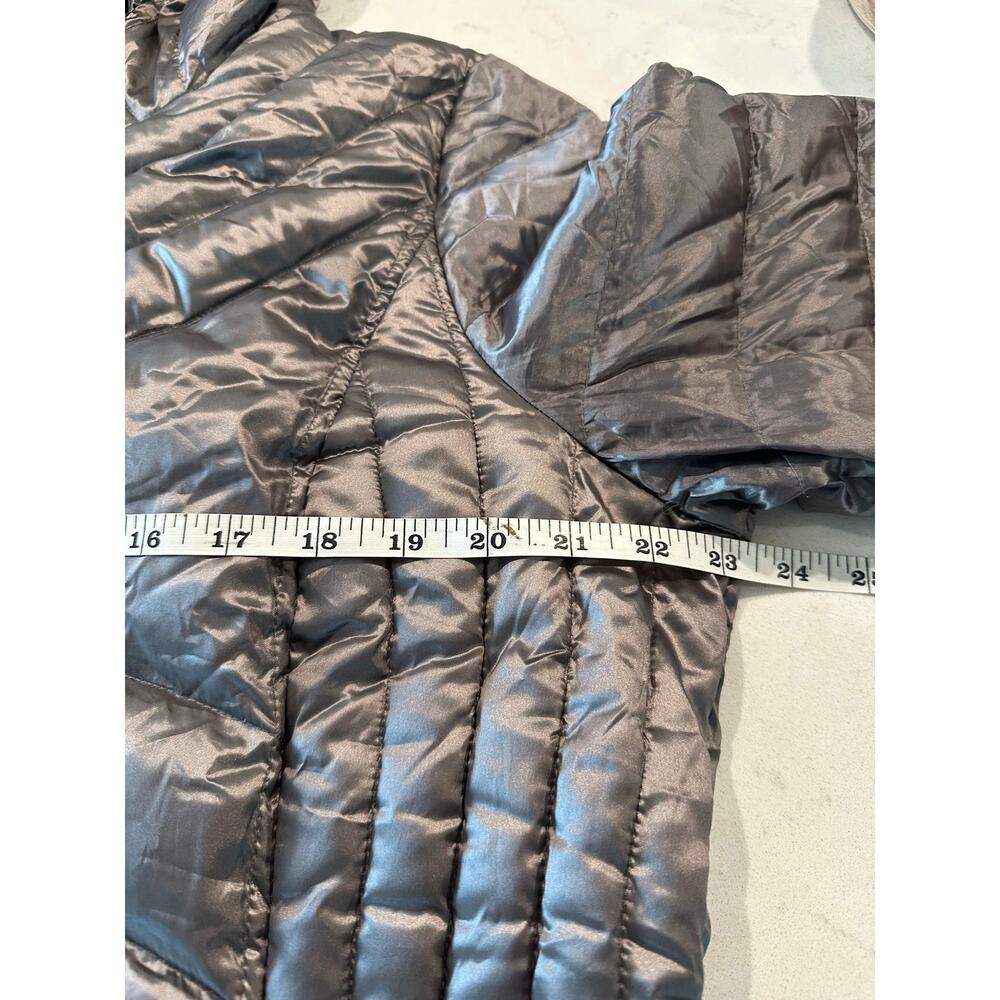 Andrew Marc Womens XL Metallic Gray Packable Lightweight Puffer Down Hood Jacket - Picture 7 of 11